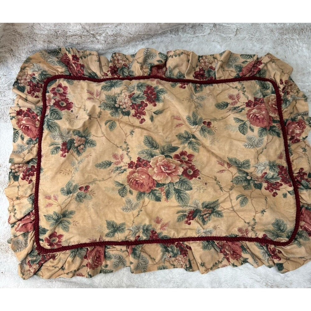 VTG Waverly Home Fashions Floral Design Pillow Sham with Ruffles 30" x 20"